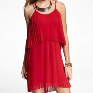 NWT Express  Red Verticle Pleated Thin Strap Dress